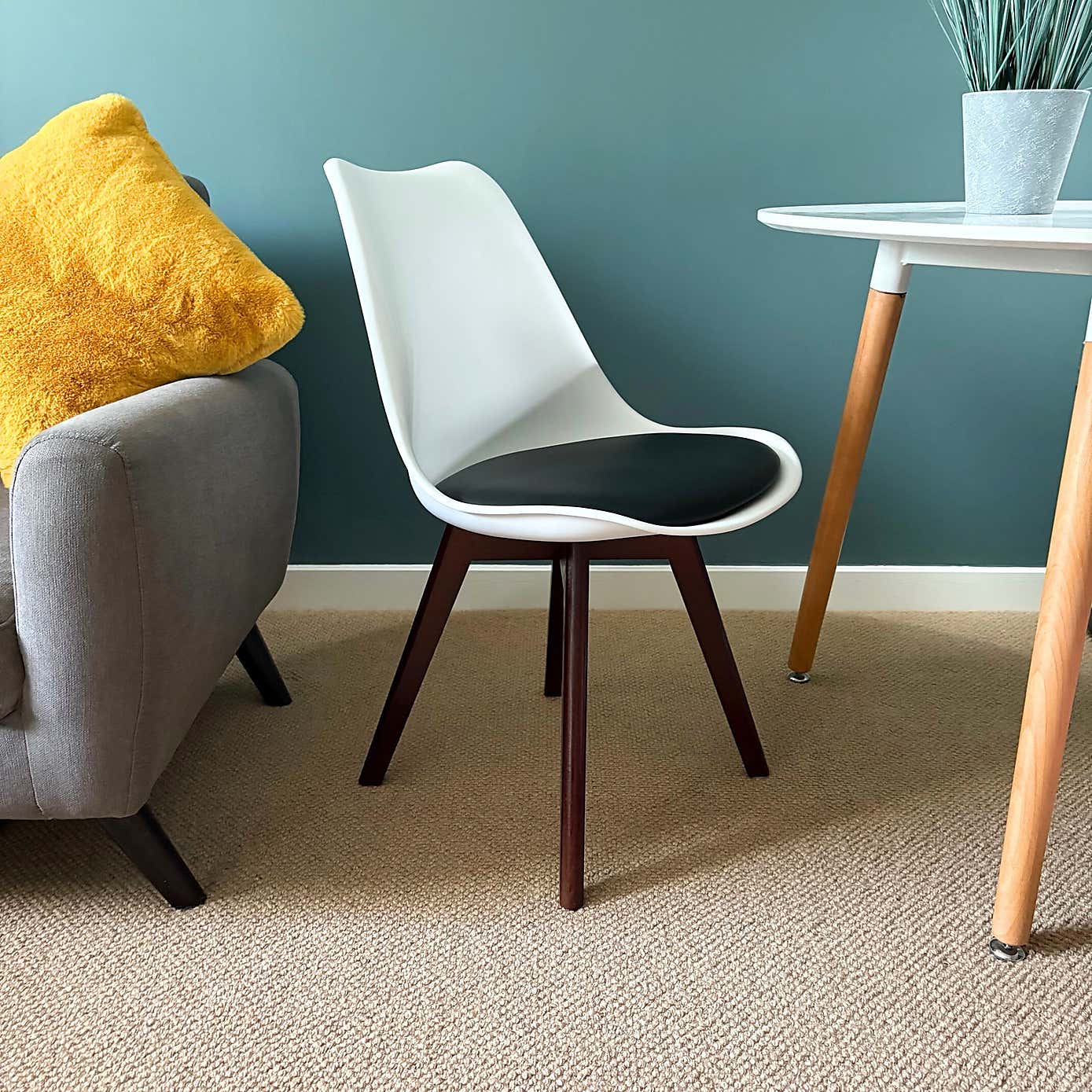 Fusion Living Soho White Plastic Dining Chair with Squared Legs