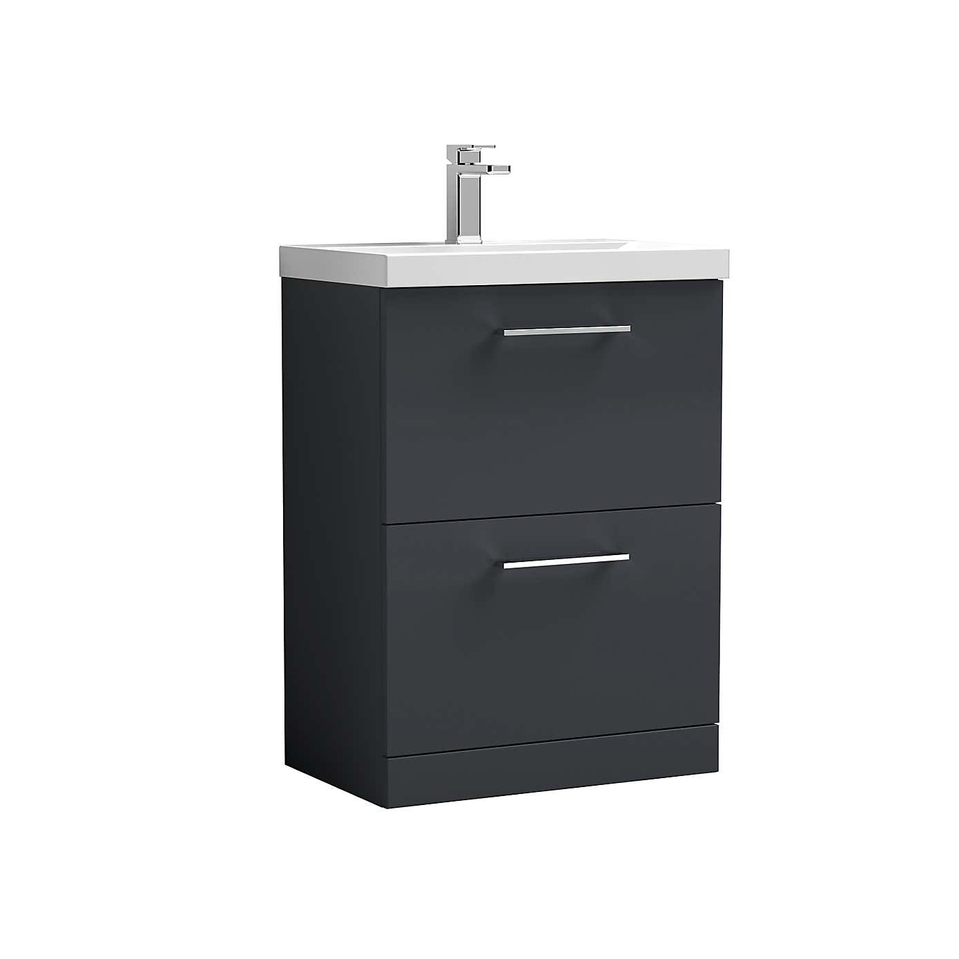 Arno Floor Standing 2 Drawer Vanity Unit with Basin