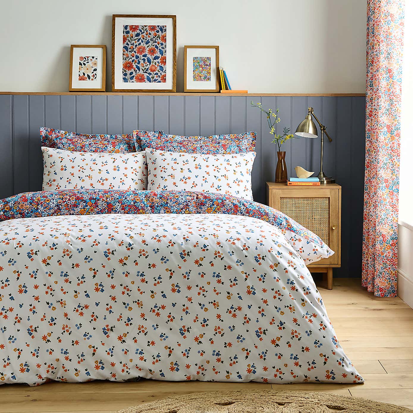 Avie Ditsy Floral Blue Duvet Cover and Pillowcase Set