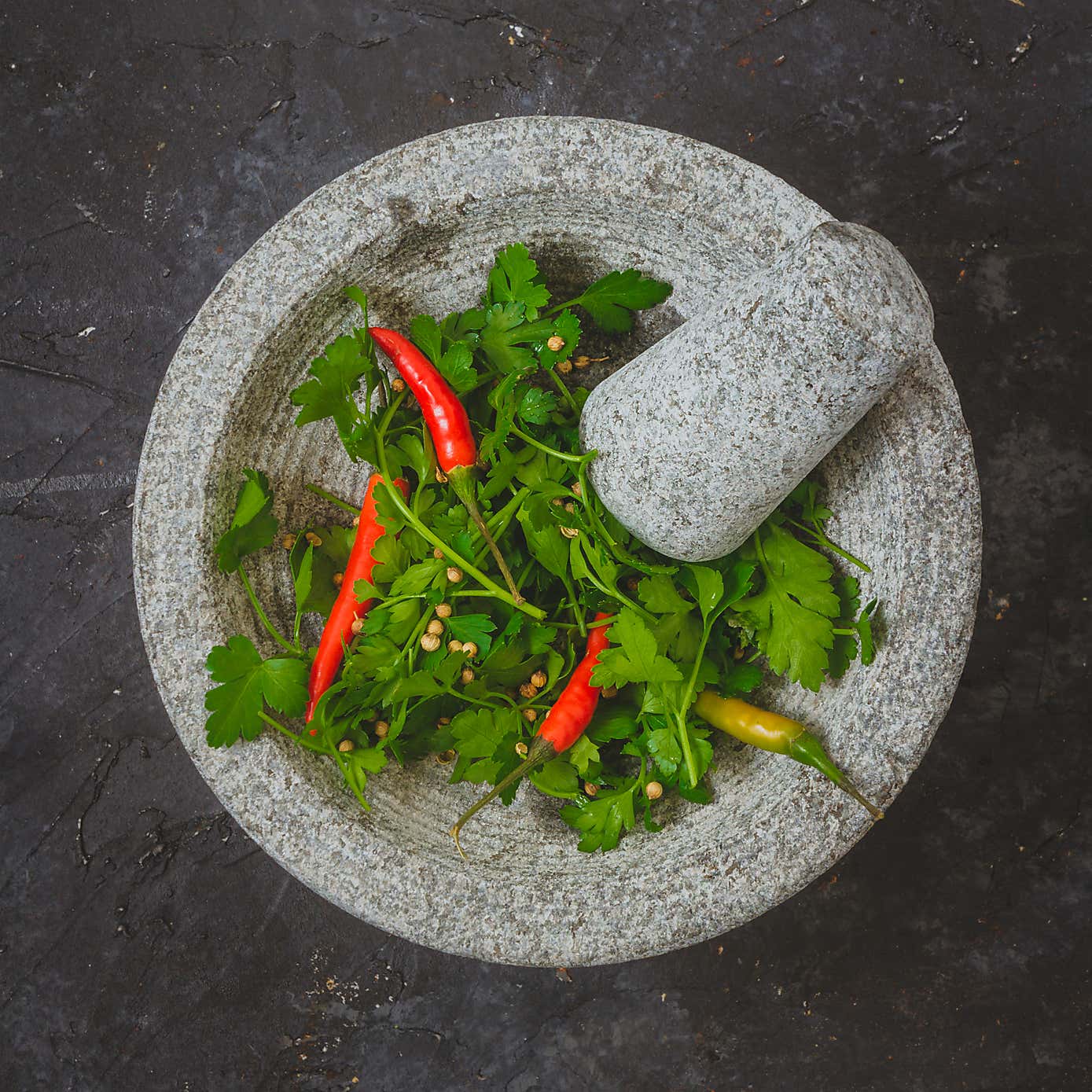 KitchenCraft World of Flavours Granite Mortar and Pestle 20cm