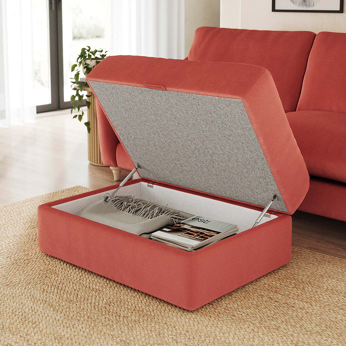 Hattie Matte Plush Velvet Storage Footstool