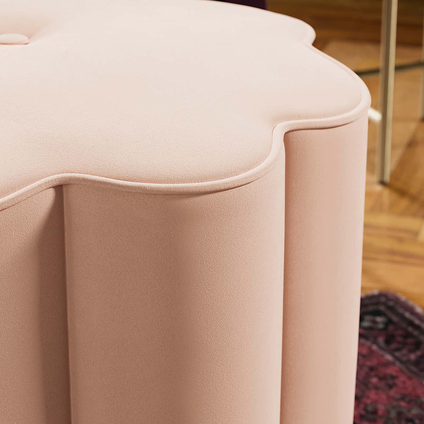 Flower Tassel Velvet Footstool