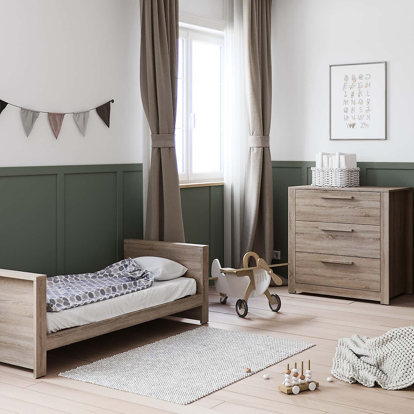 Little Acorns Ellesmere Cot Bed and 3 Drawer Chest Nursery Set