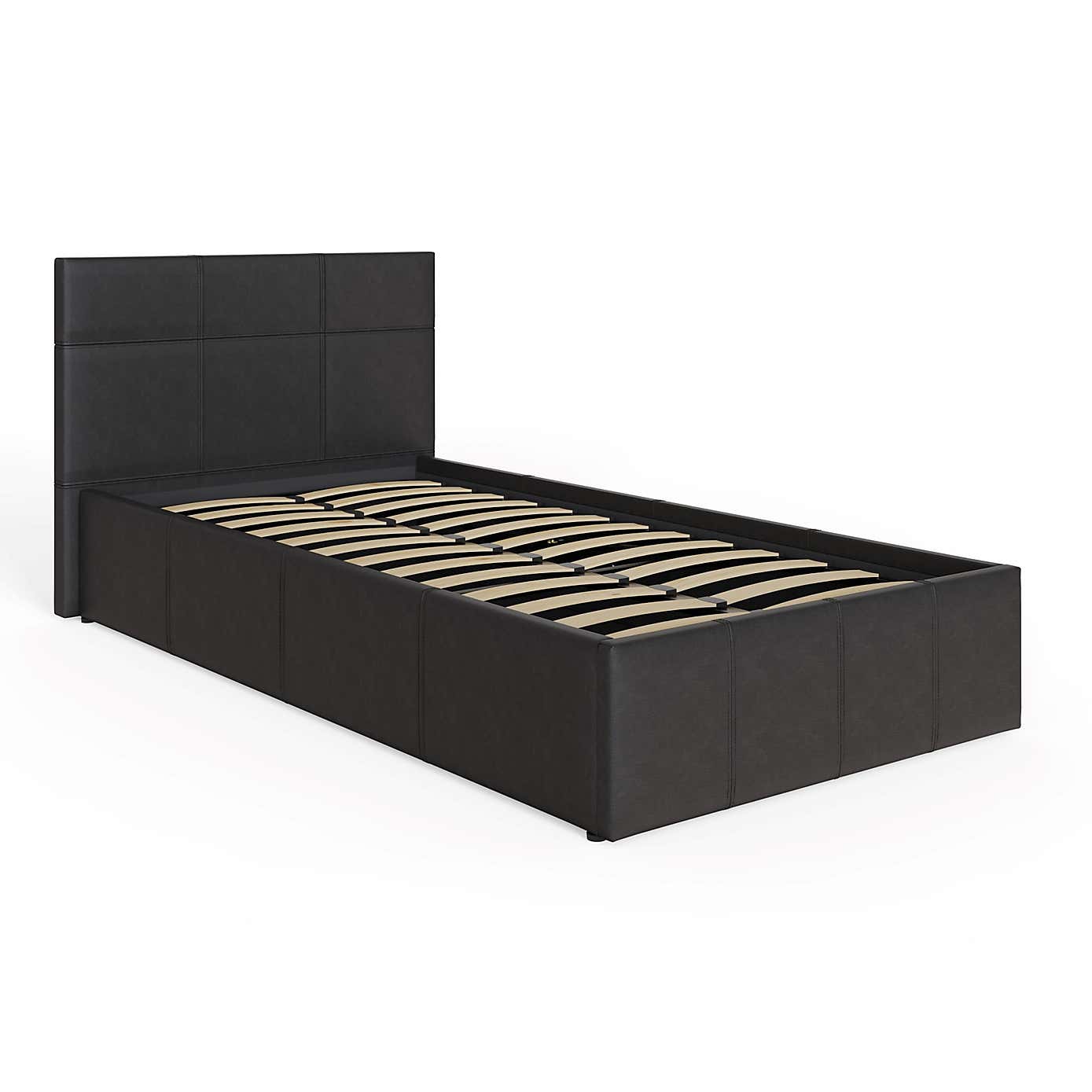 Side Lift Ottoman Bed Frame, Faux Leather