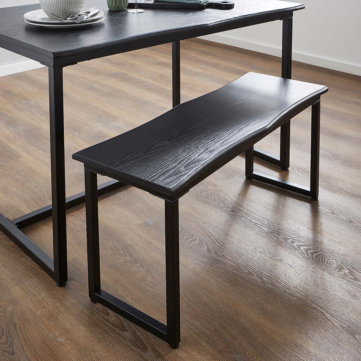 Ronan Wave Edge Dining Table and Bench Set
