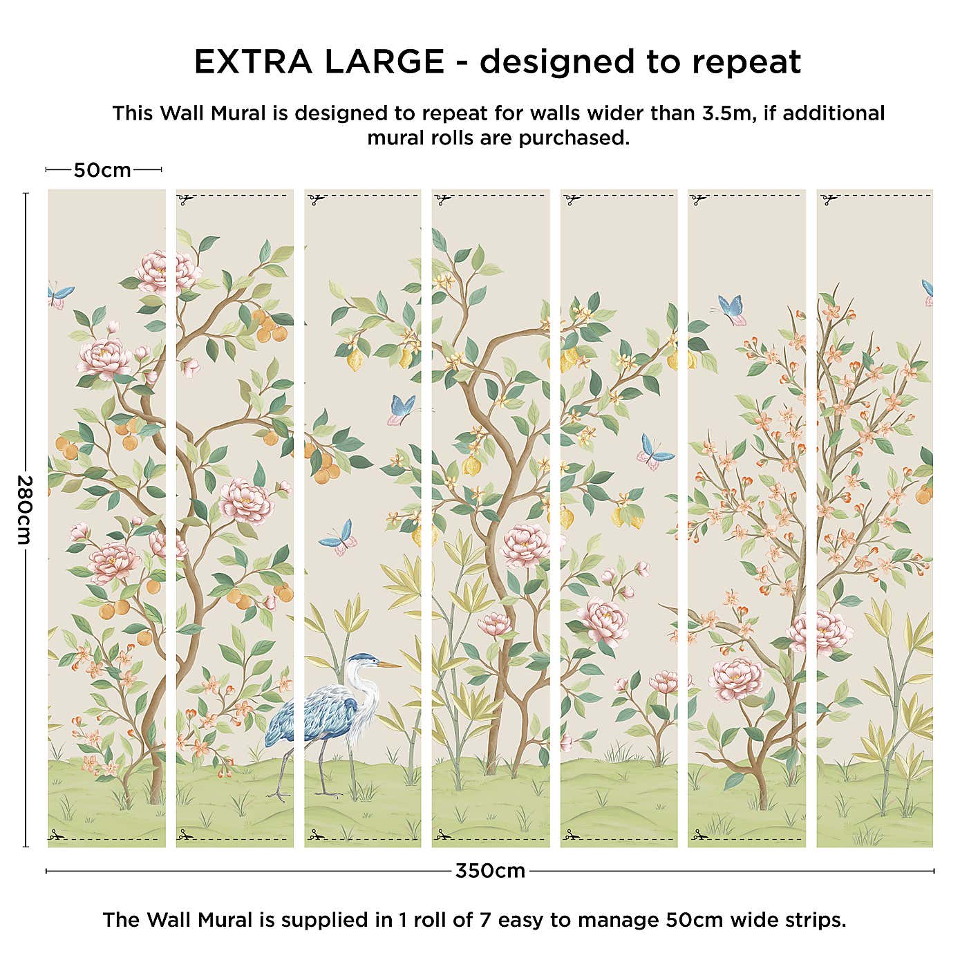 Cranberry and Laine Chinoiserie Floral Wall Mural