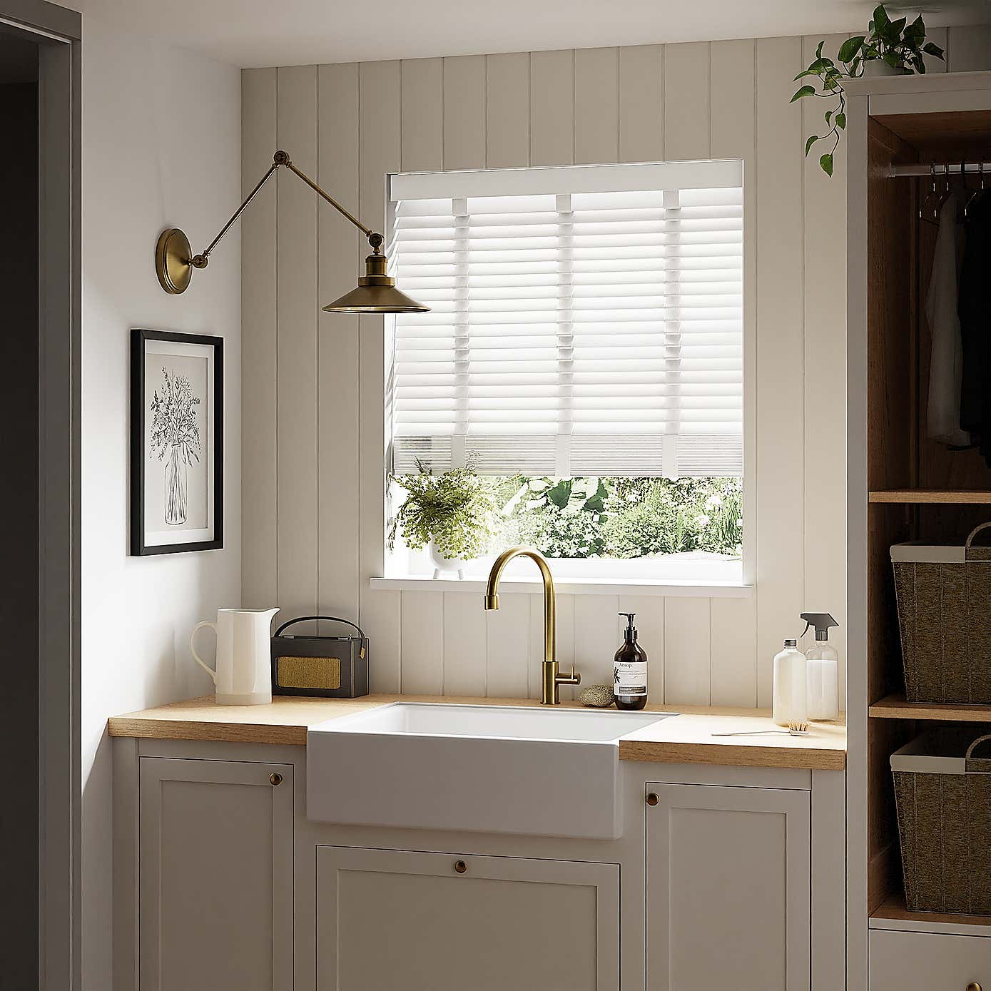 White Fauxwood 50mm Slats Venetian Blind