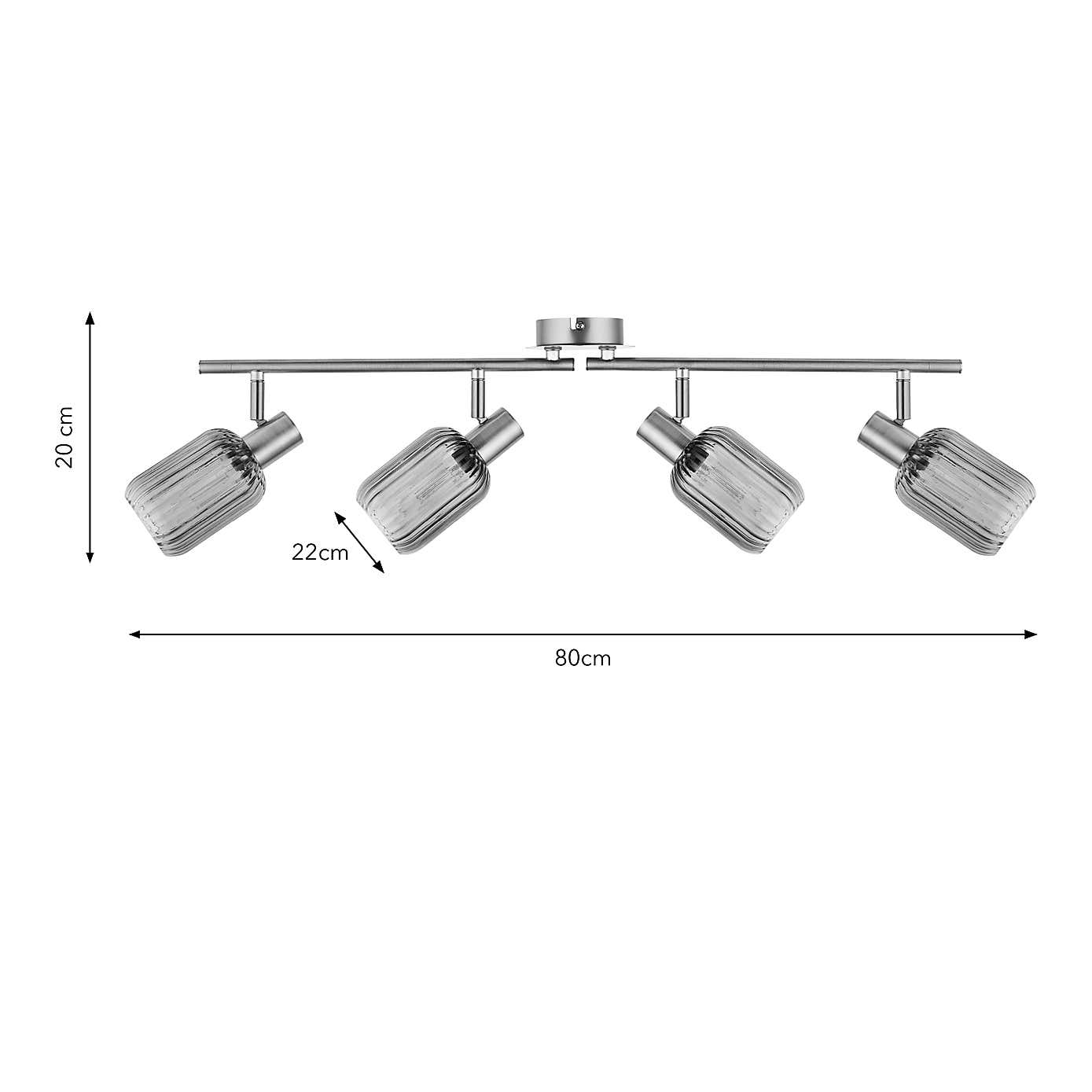 Riley Mid Century Ribbed 4 Light Adjustable Spotlight Bar