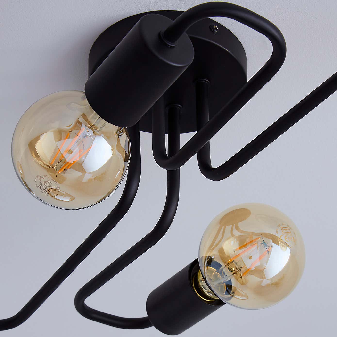 Kacy 4 Light Black Flush Ceiling Fitting