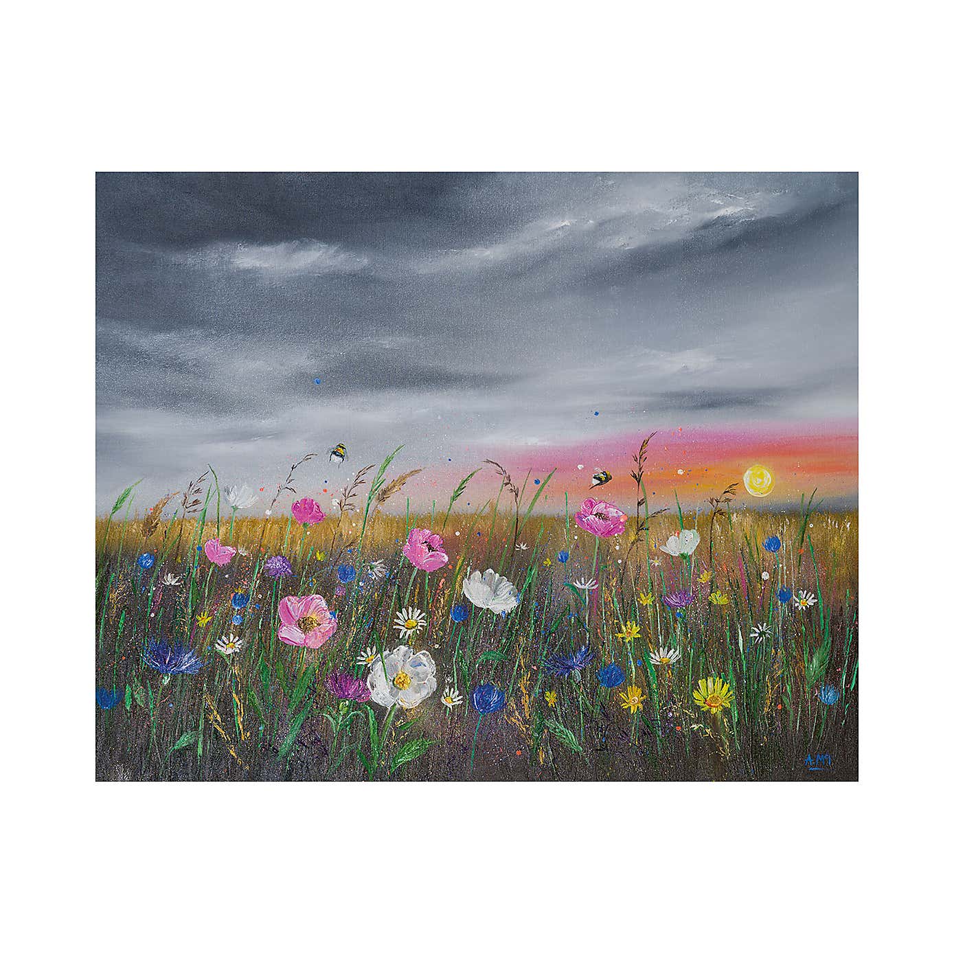 The Art Group Sunset Over Wildflowers Canvas