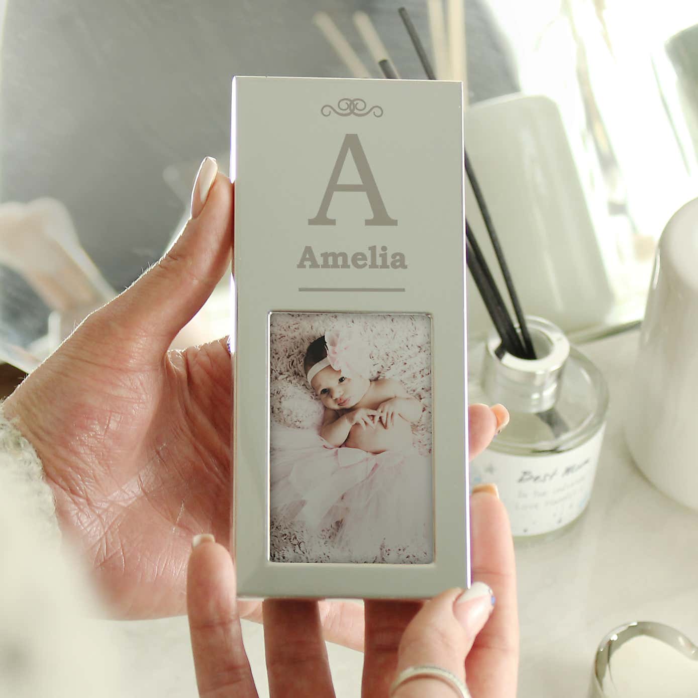 Personalised Small Initial Silver Portrait Photo Frame