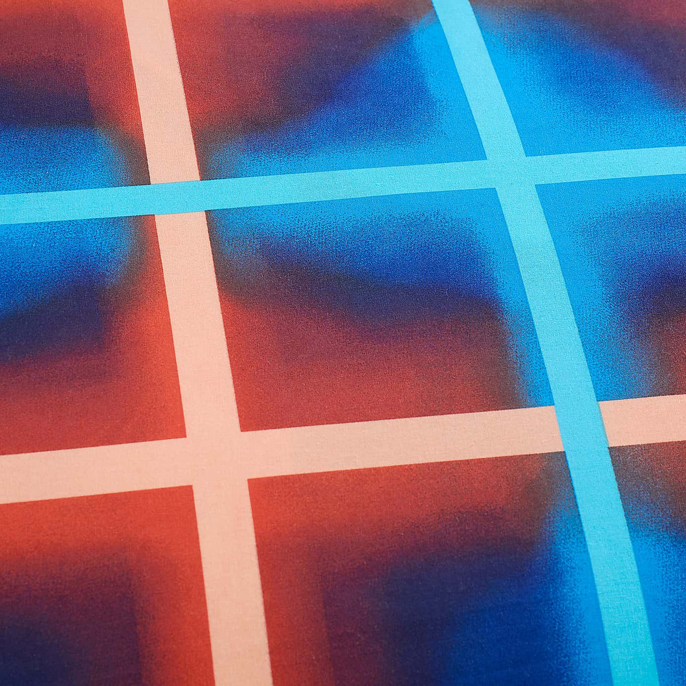 Red & Blue Neon Checks Reversible Duvet Cover and Pillowcase Set