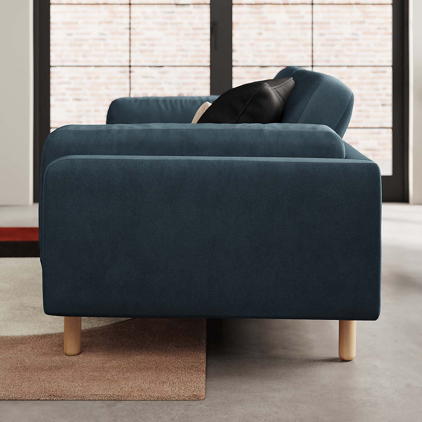 Newton Matte Plush Velvet 3 Seater Sofa