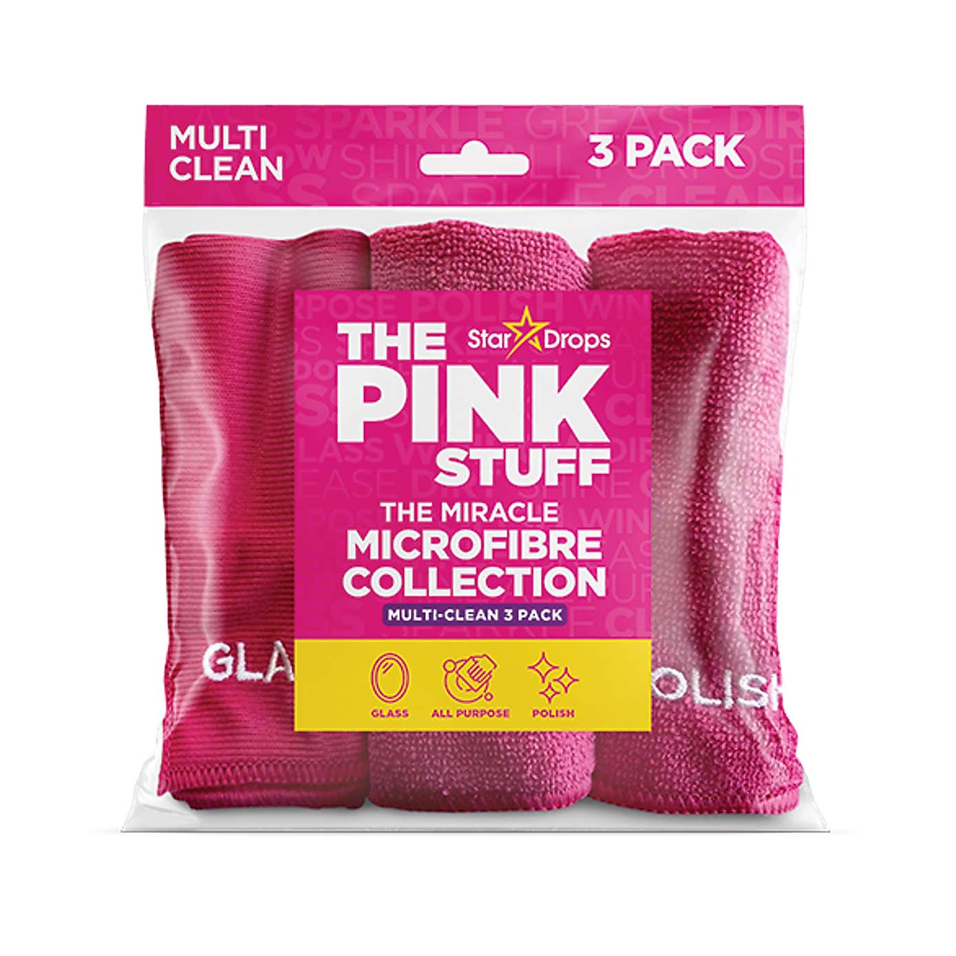 The Pink Stuff Pack of 3 Microfibre Cloths