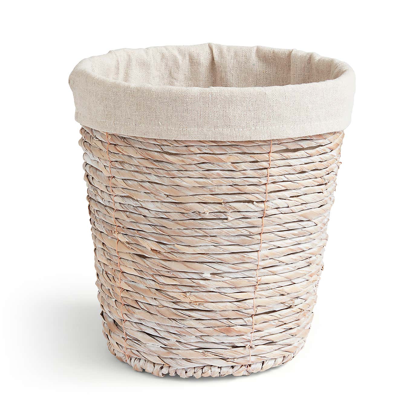 Whitewashed Wicker Bin