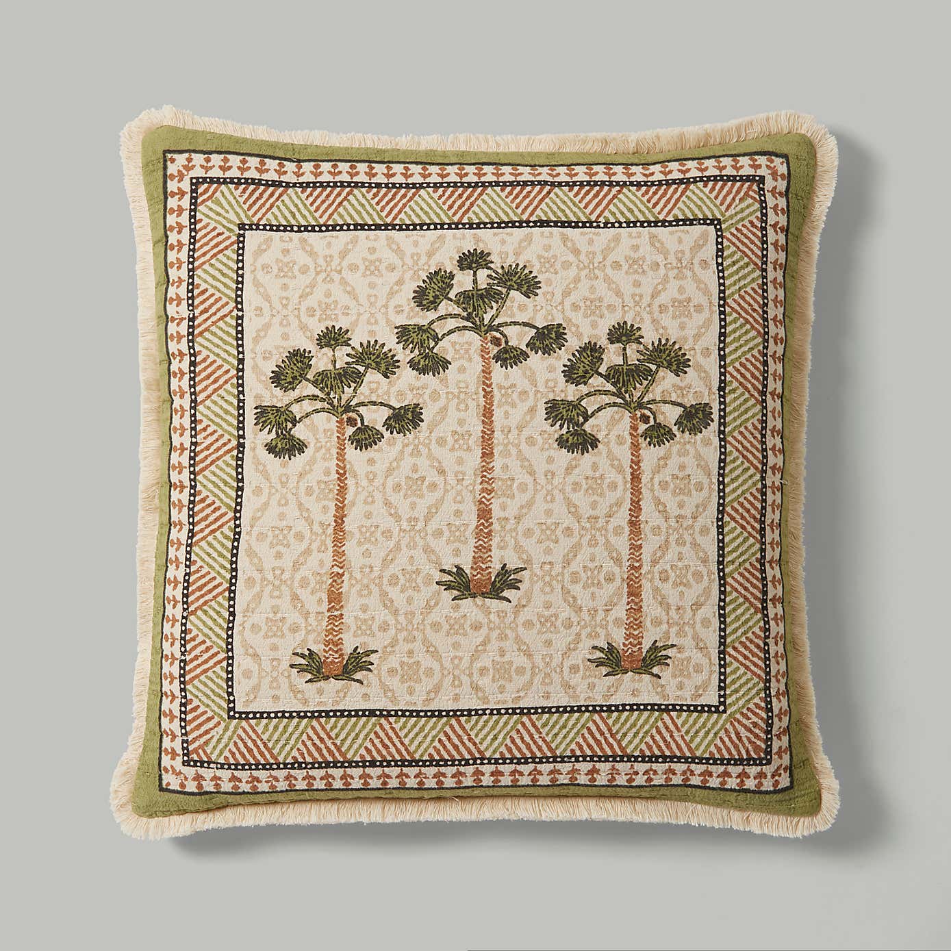 Matalasse Palm Print Cotton Cushion Cover