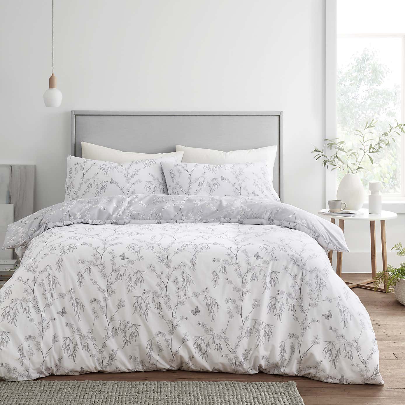 Cassia Grey Duvet Cover & Pillowcase Set