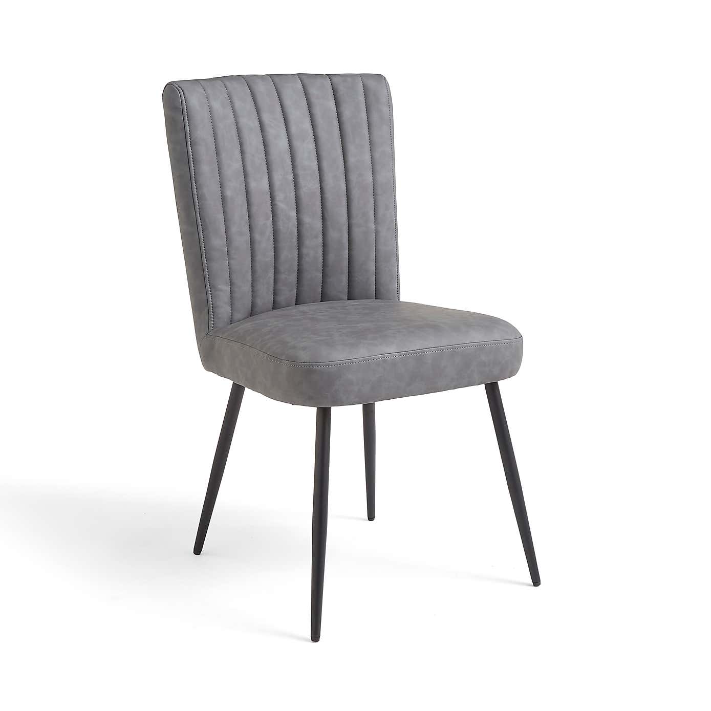 Taylor Dining Chair, Grey Faux Leather