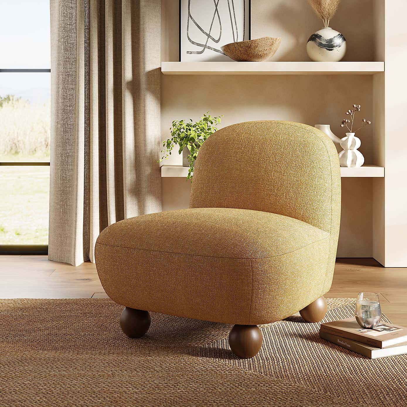 Nylah Multi Tone Boucle Curved Accent Chair