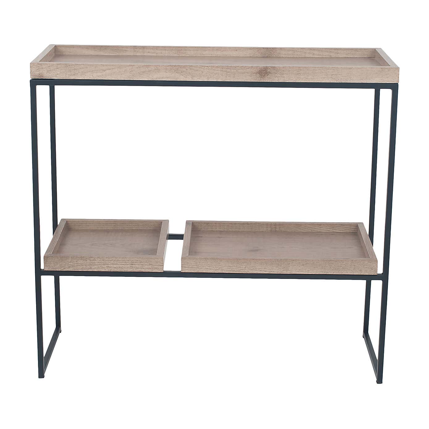 Pacific Gallery Lam Console Table, Light Wood Effect
