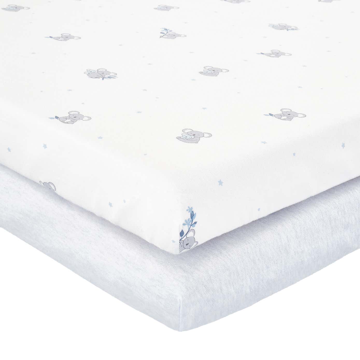 Pack of 2 Jersey Blue Koala Fitted Sheets