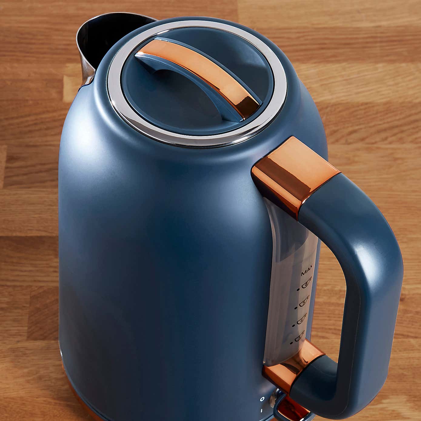 Dunelm Matt Navy Copper Kettle and Toaster Set