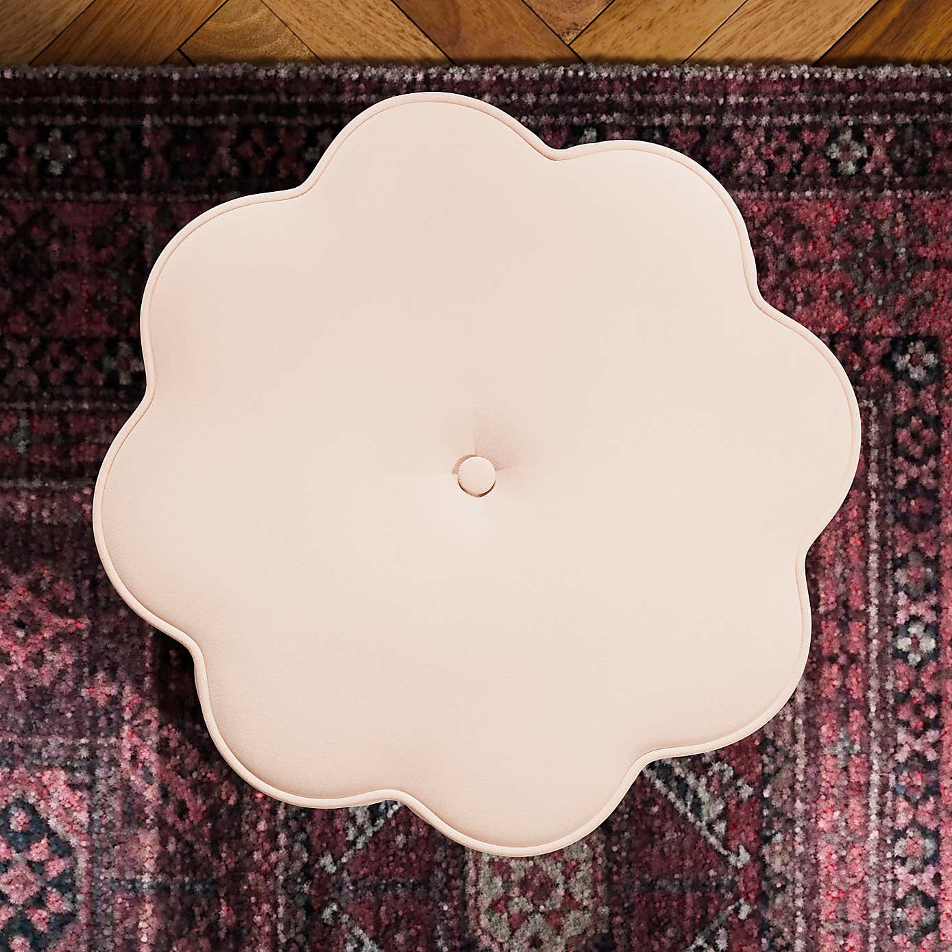 Flower Tassel Velvet Footstool