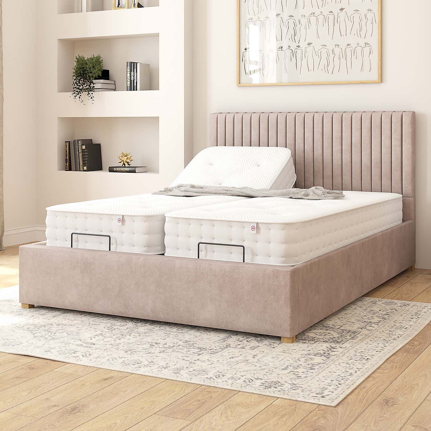 Grant Plush Velvet Adjustable Bed