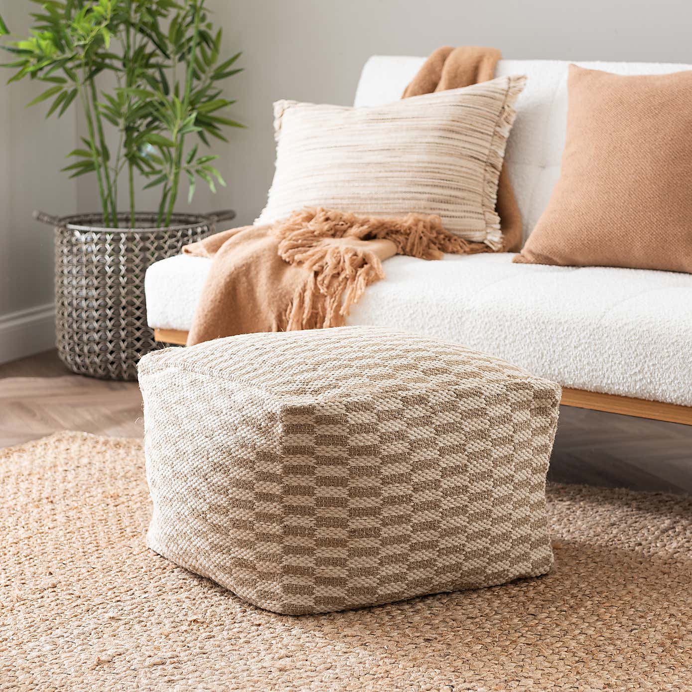 Rayna Rectangle Checkerboard Pouffe
