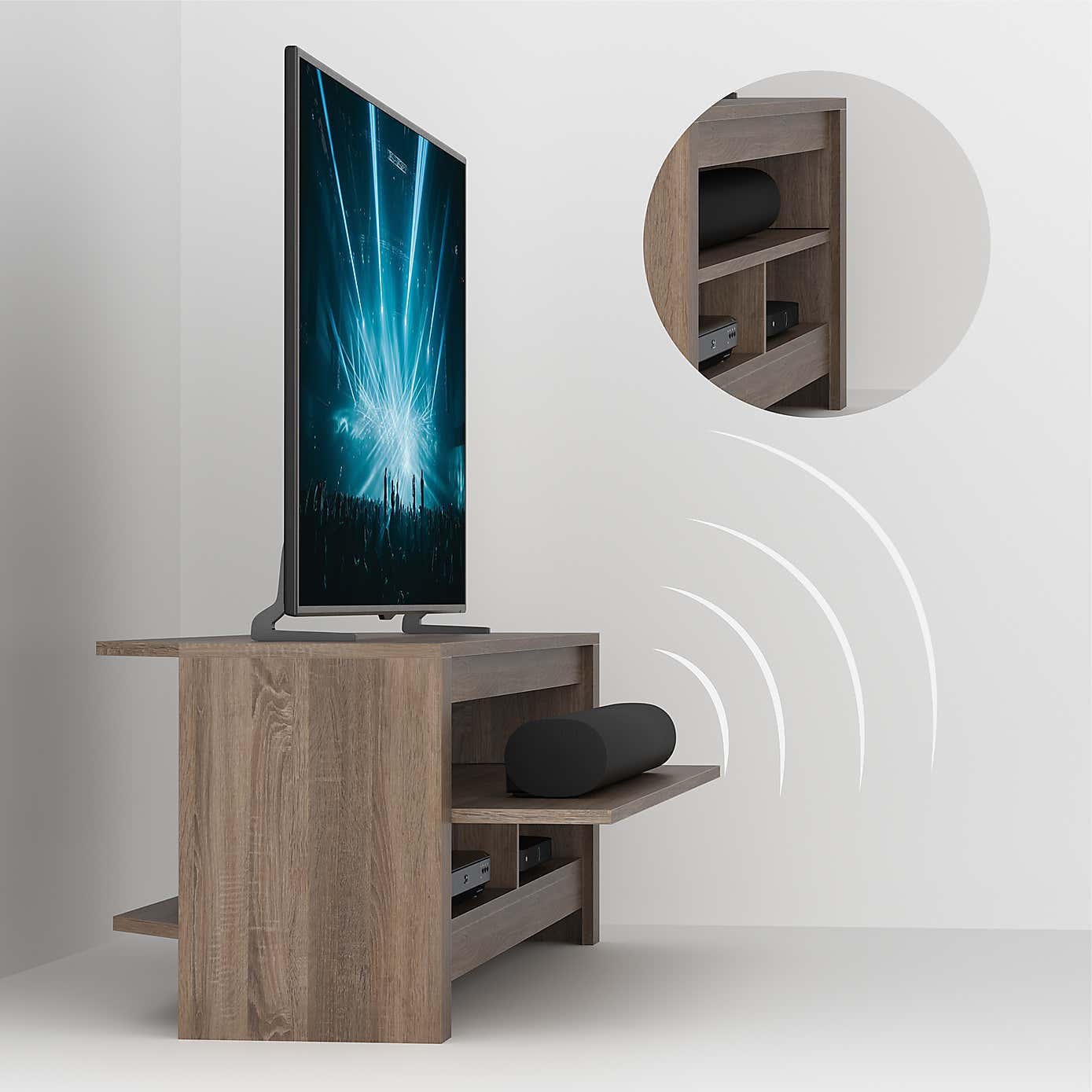 AVF Calibre Sound TV Unit for TVs up to 60" with Pull-Out Soundbar Shelf