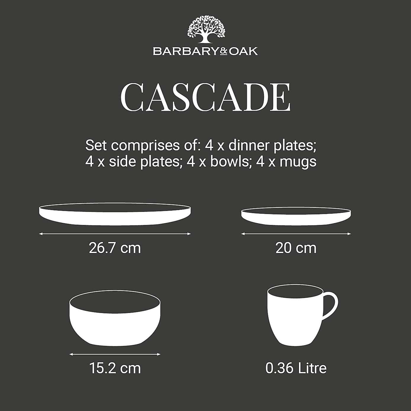 Barbary & Oak Cascade Stoneware 16 Piece Dinner Set