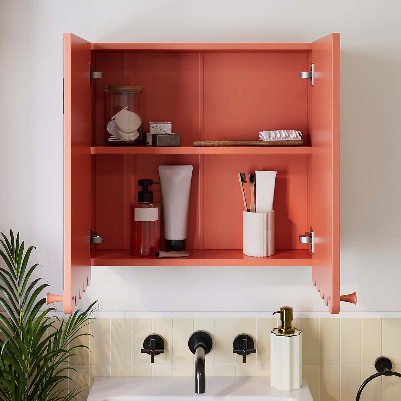 Scallop Mirror Wall Cabinet