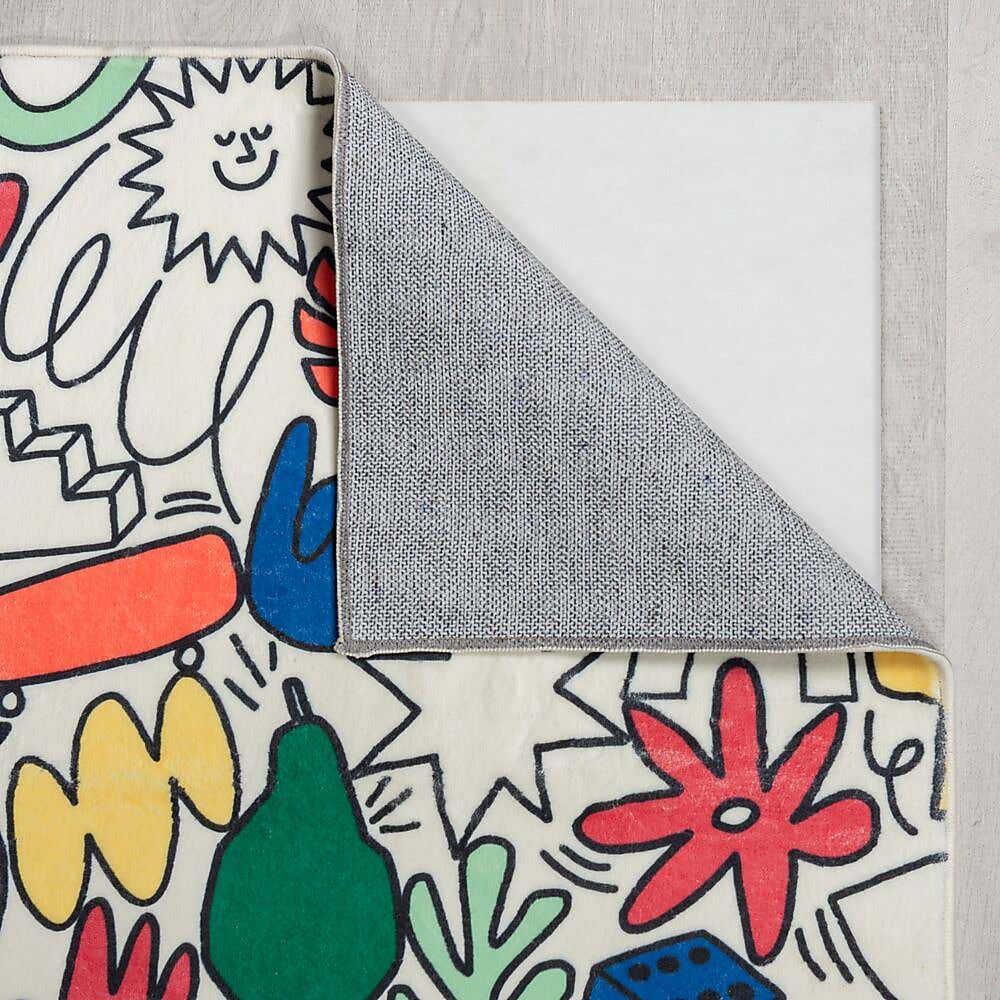 Funky Doodles Washable Faux Fur Rug