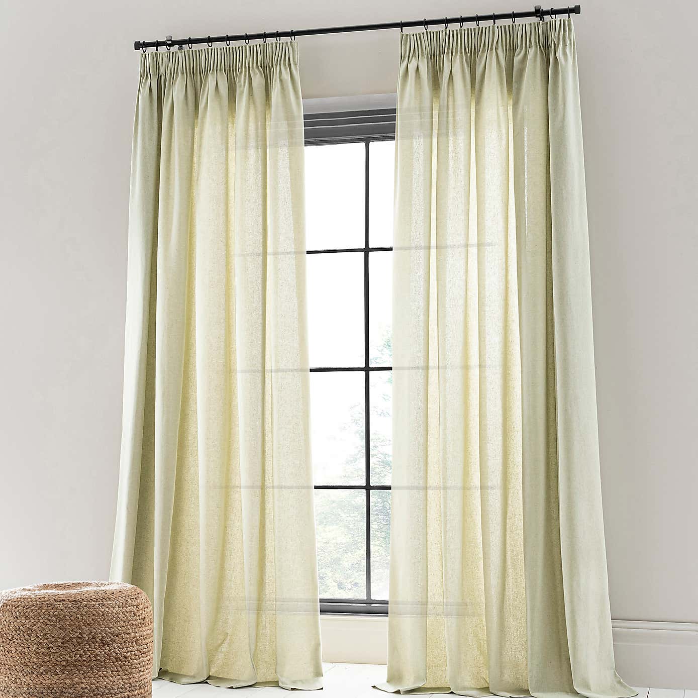 Linen Look Tab Top Pencil Pleat Curtains