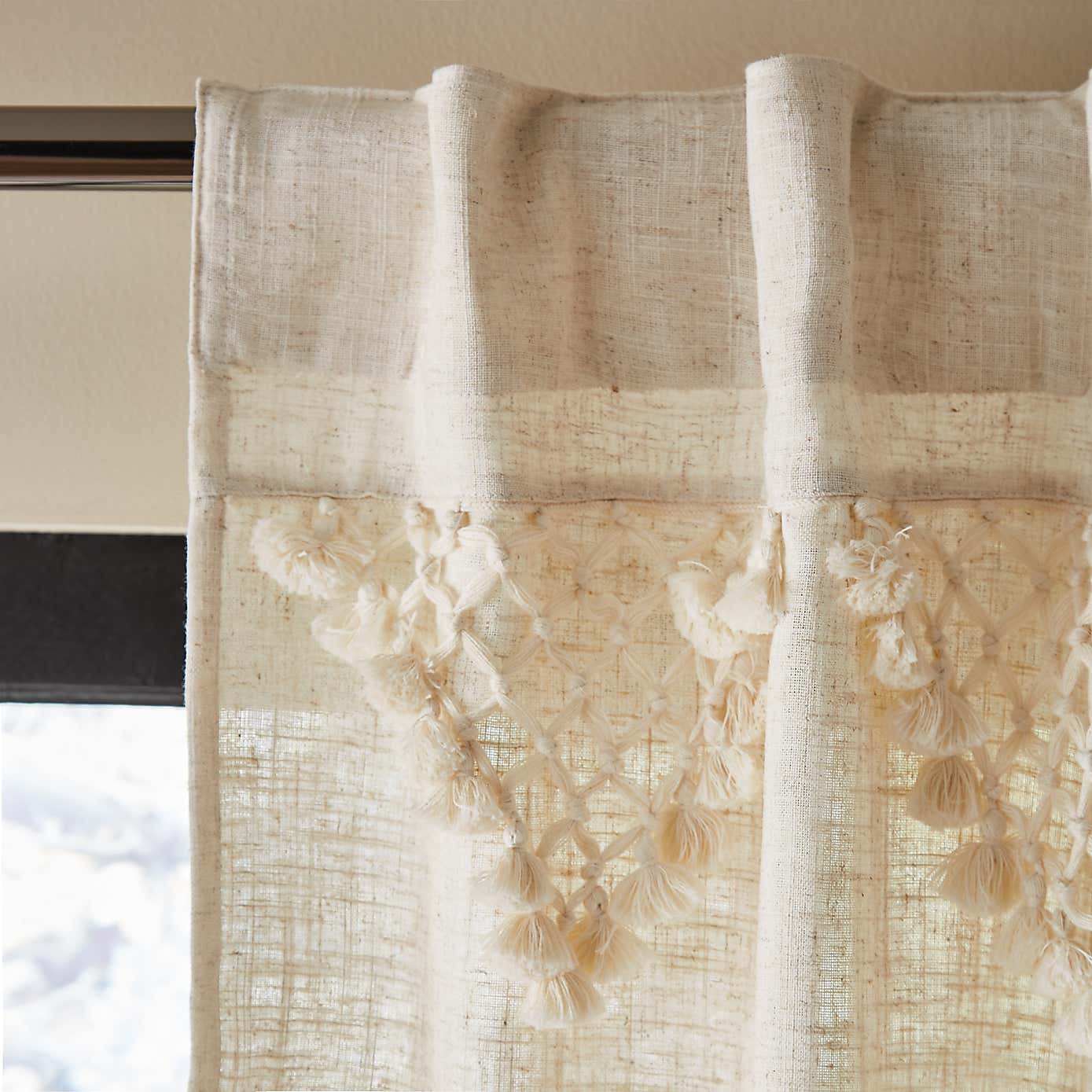 Macrame Border Hidden Tab Top Voile Panel