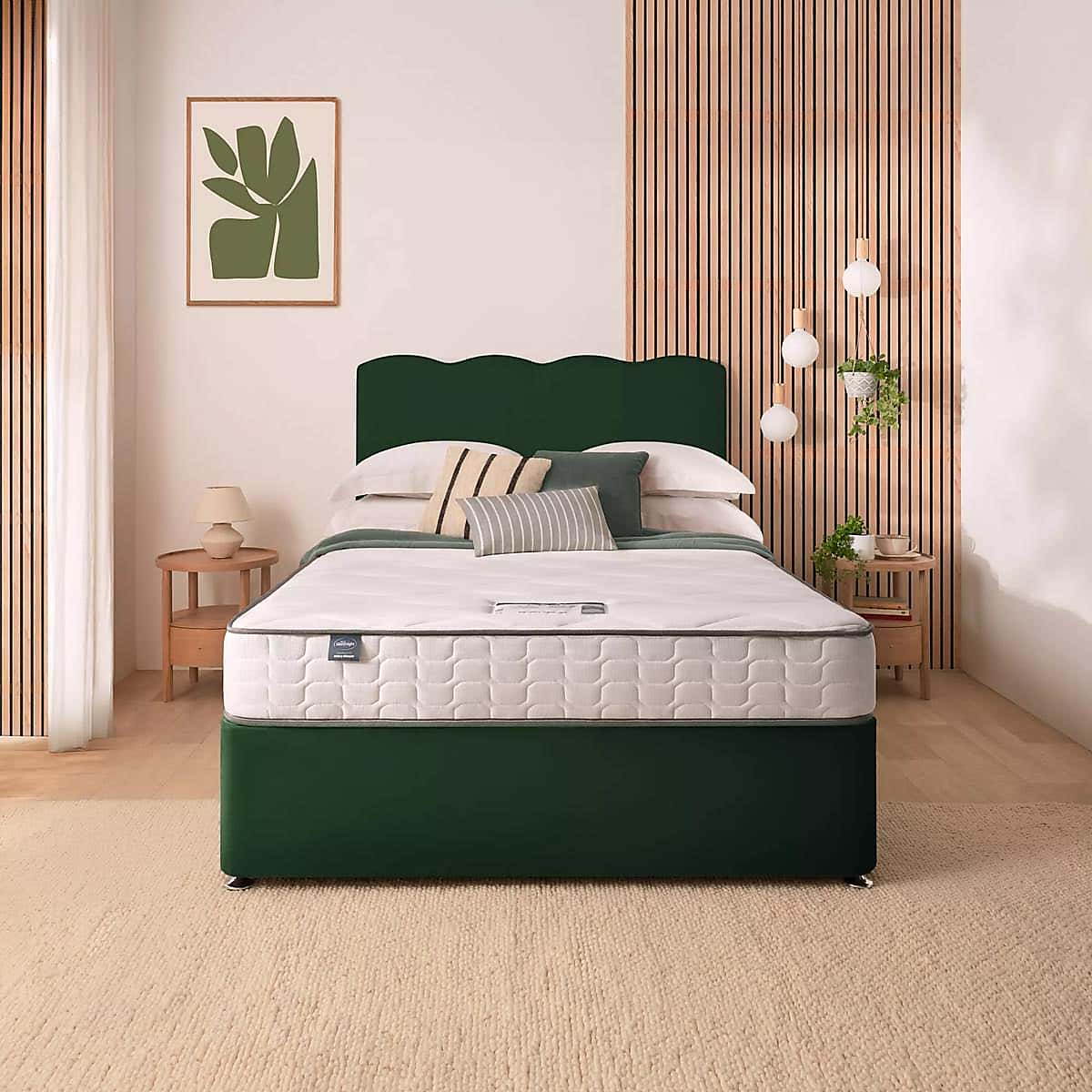 Silentnight 2 Drawer Divan Bed With Velvet Wave Headboard