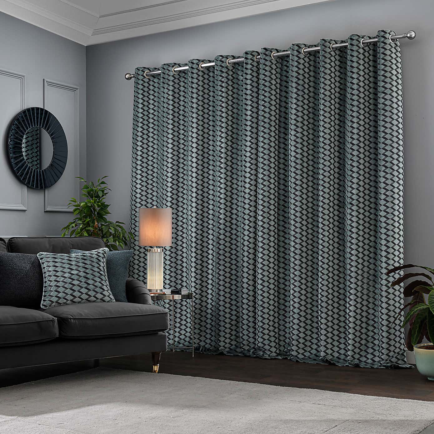 Arbour Cut Velvet Eyelet Curtains