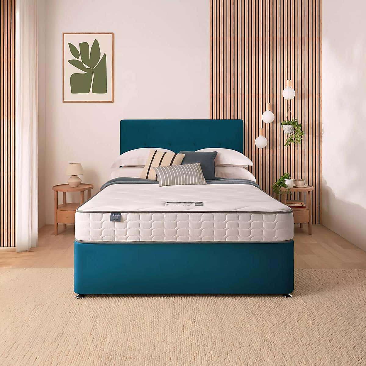 Silentnight 2 Drawer Divan Bed With Velvet Francisco Headboard