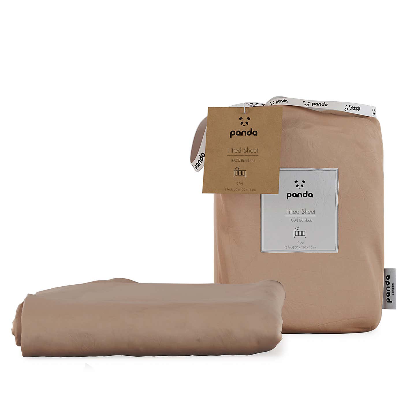 Pack of 2 Panda Kid's Bamboo Pink Cot Fitted Sheets