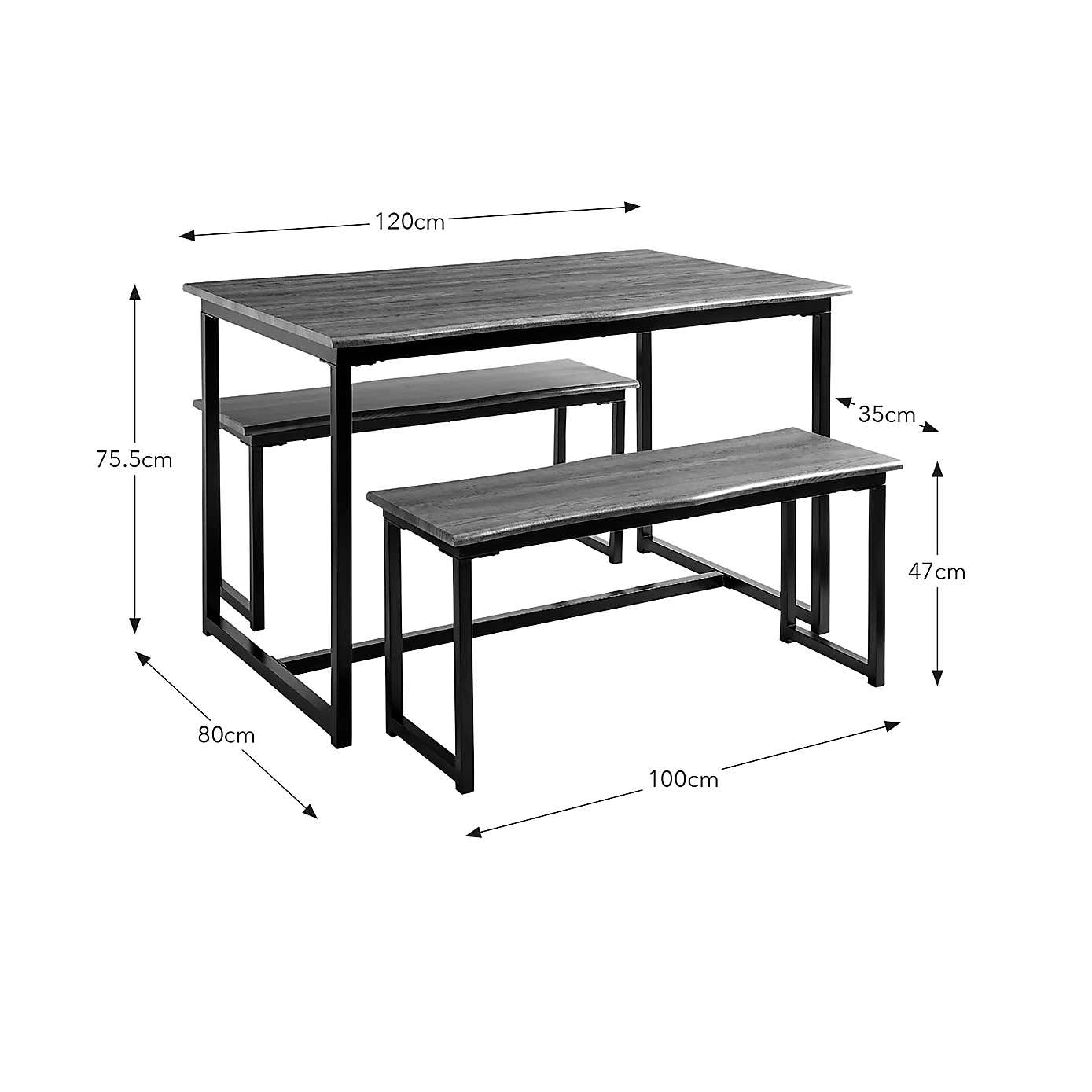 Ronan Wave Edge Dining Table and Bench Set