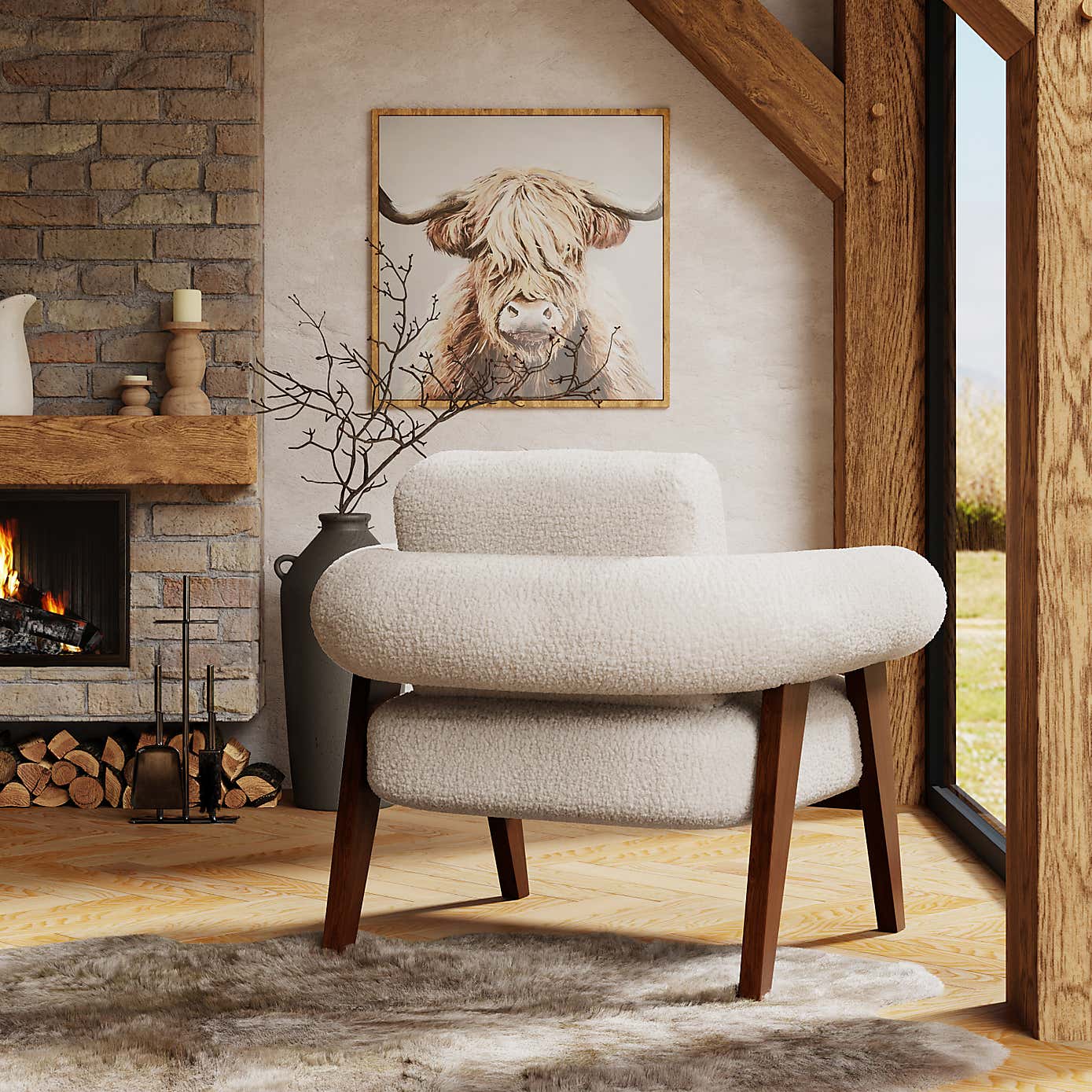 Brynn Cream Borg Accent Chair