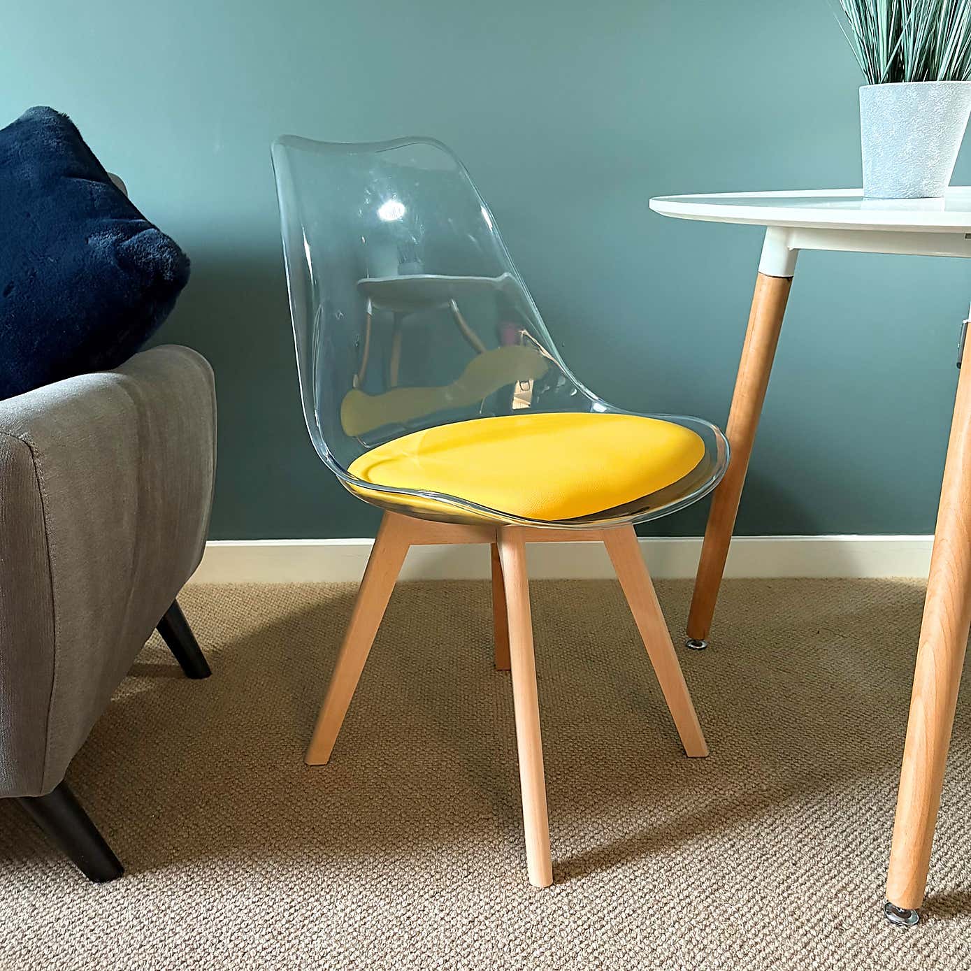 Fusion Living Soho Clear Plastic Dining Chair with Squared Legs