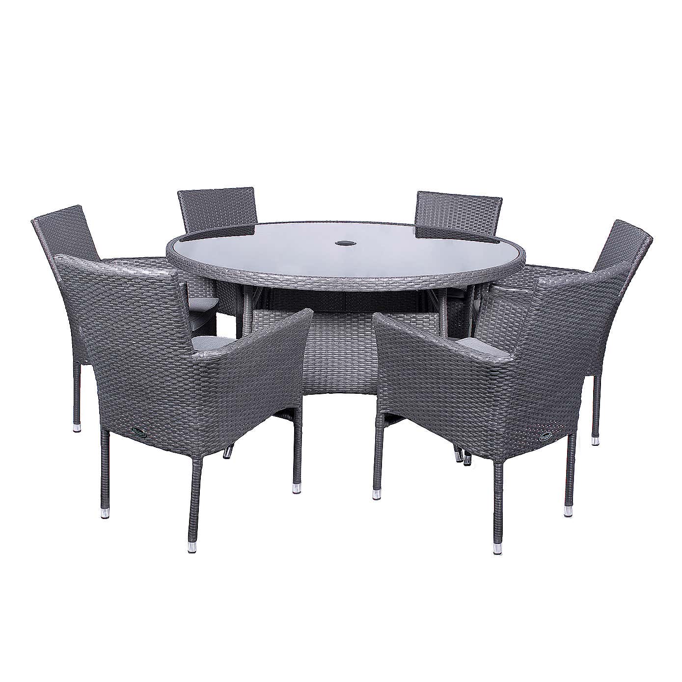 A.Mir Malaga 6 Seater Outdoor Stacking Dining Set