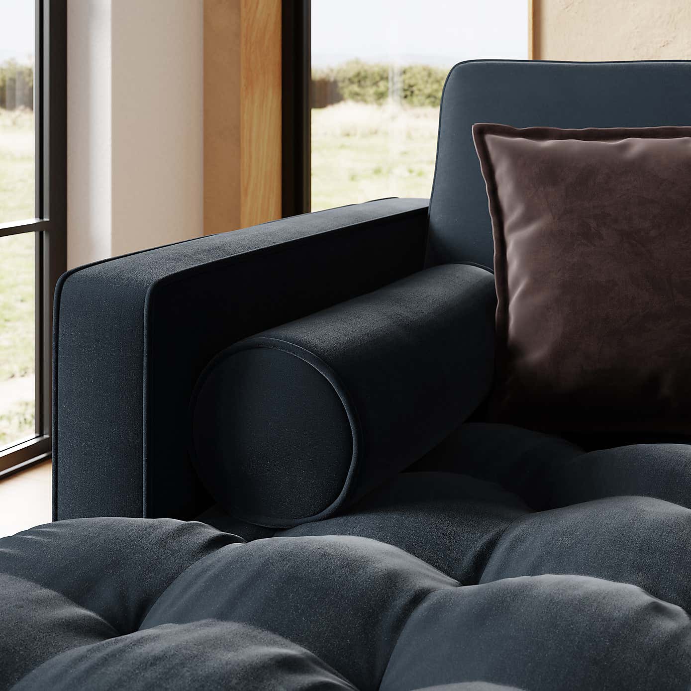 Zoe Casual Sit Velvet Corner Chaise Sofa