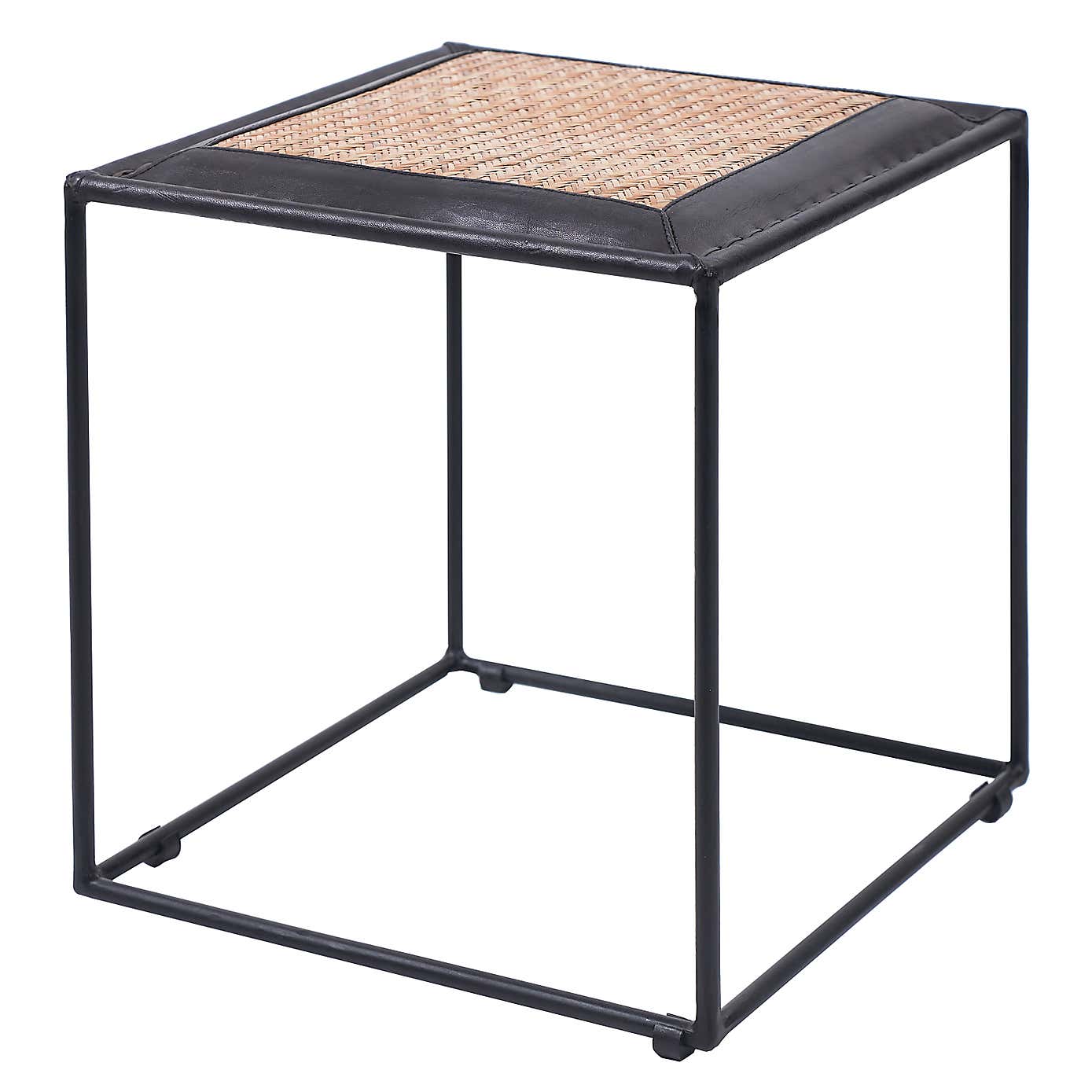 Ezio Leather and Rattan Stool