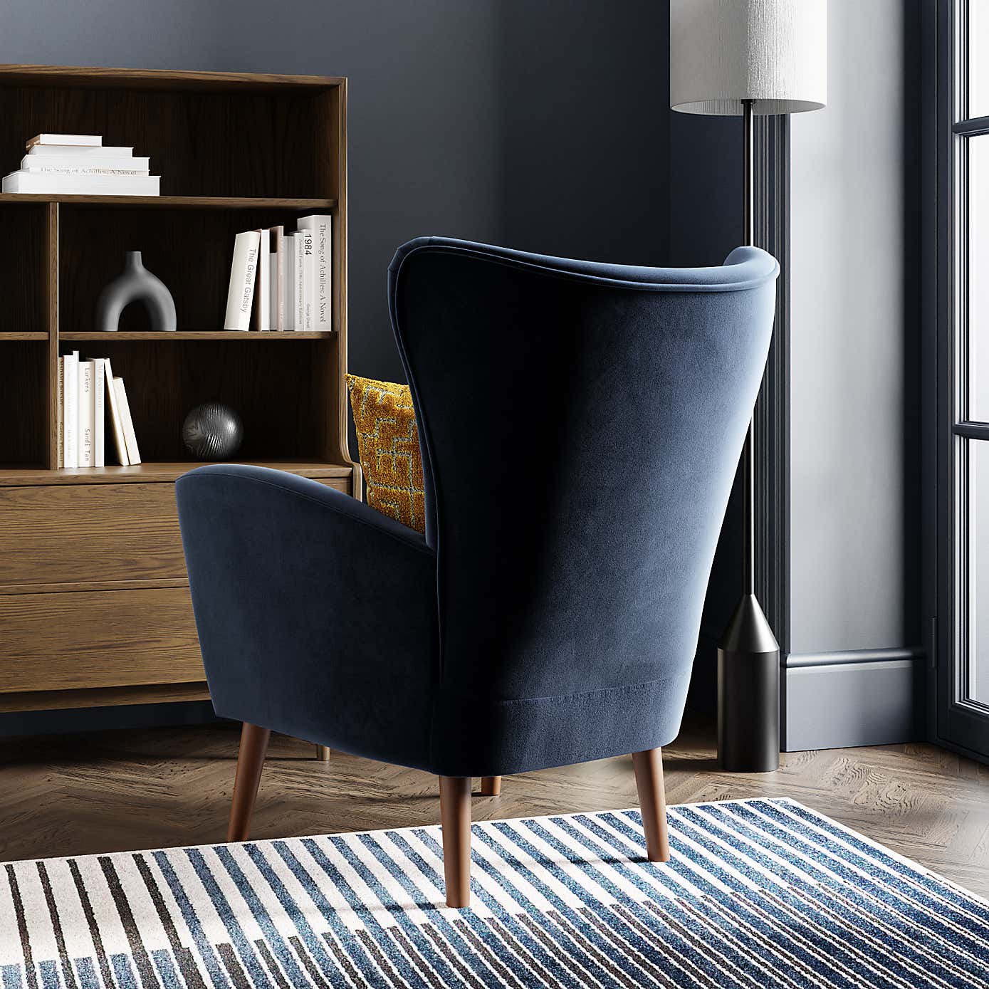 Sven Velvet Modern Wing Chair