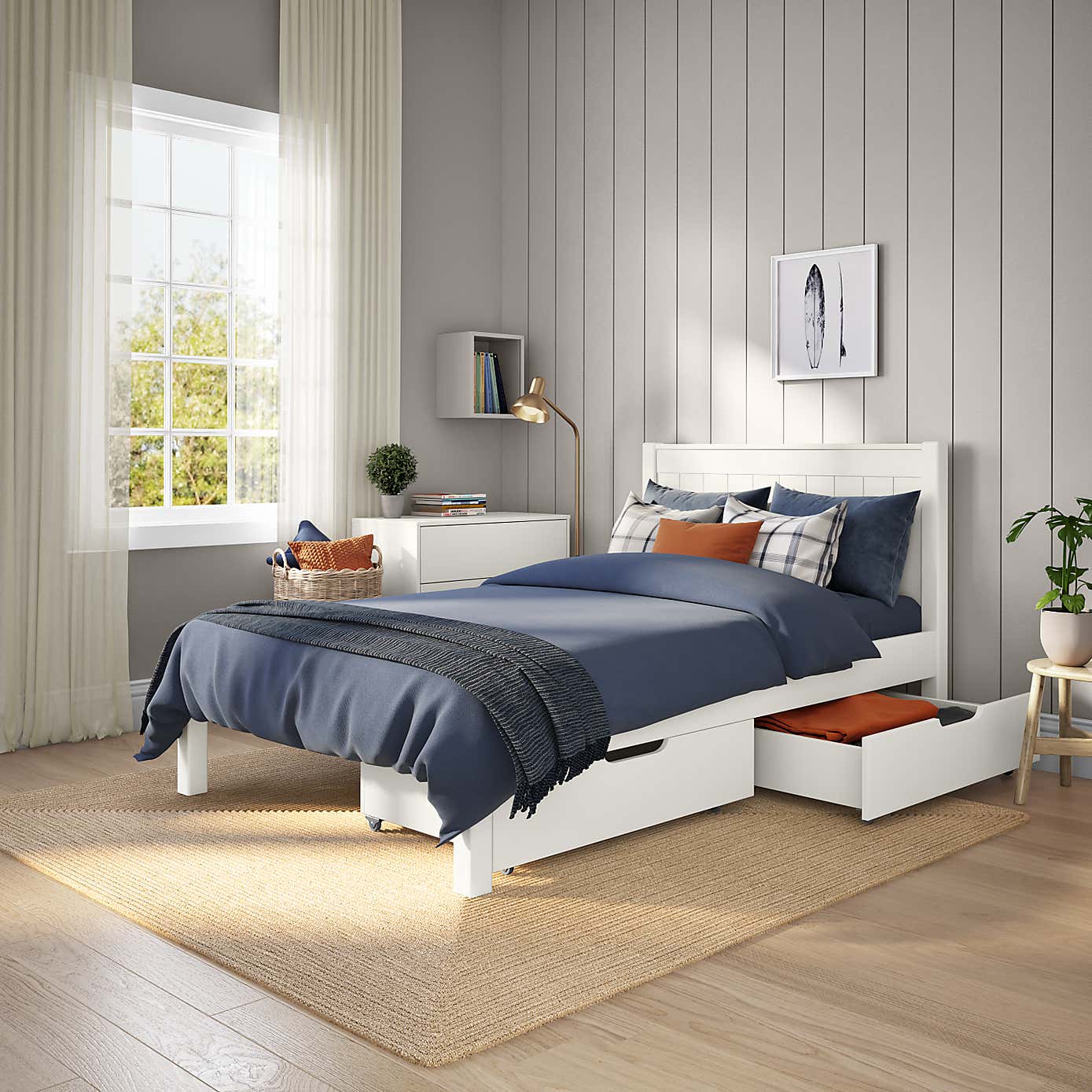 Stompa Classic Low End Bed with 2 Underbed Drawers