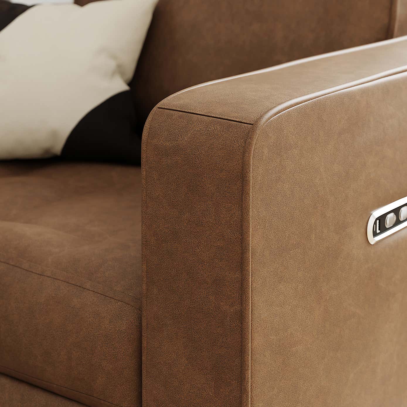 Zoe Faux Leather Power Recliner Armchair, Mocha