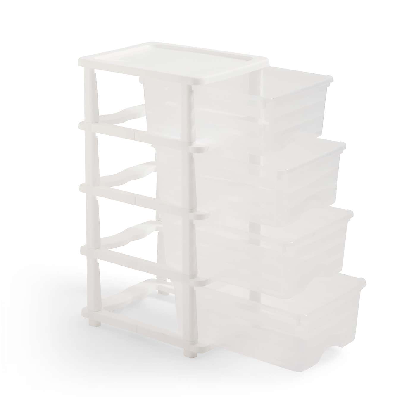 Plastic 4 Drawer Storage Tower Unit