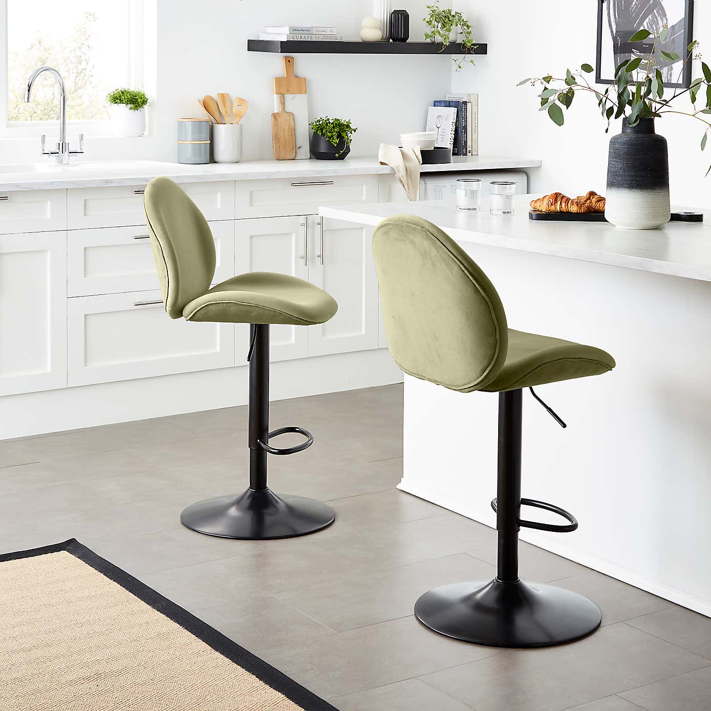 Jayde Adjustable Bar Stool, Velvet